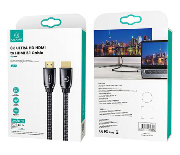 USAMS Kabel HDMI - HDMI 3mUltra HD U67 2,1 8K czarny - 1569078 - zdjęcie 2